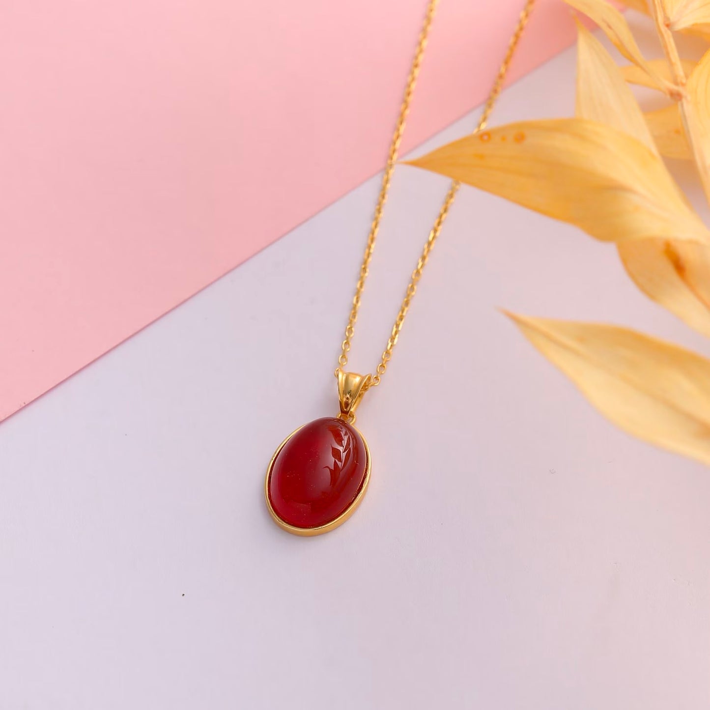 Natural Carnelian Gemstone Necklace in Gold – Energy Healing Crystal Jewelry