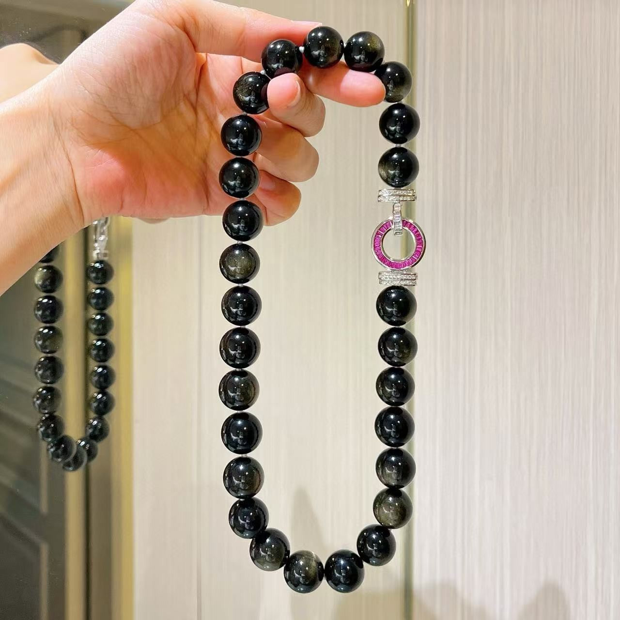 Natural Golden Obsidian Necklace โ Heart Protection & Love Healing Crystal Jewelry