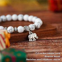 Natural White Turquoise Elephant Bracelet – Love Protection & Emotional Healing Jewelry
