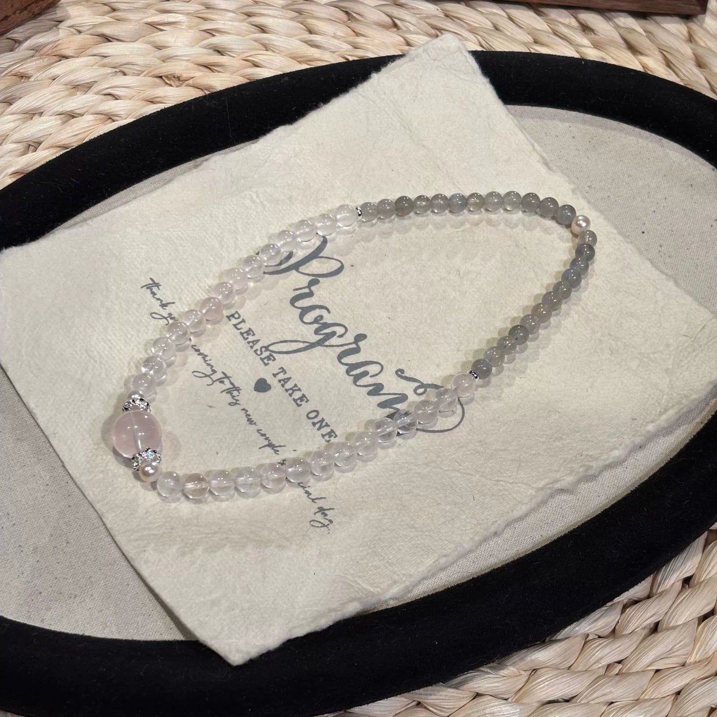 Mozambique Rose Quartz Double Bracelet β Love Healing Crystal for Self-Love & Heart Chakra Balance