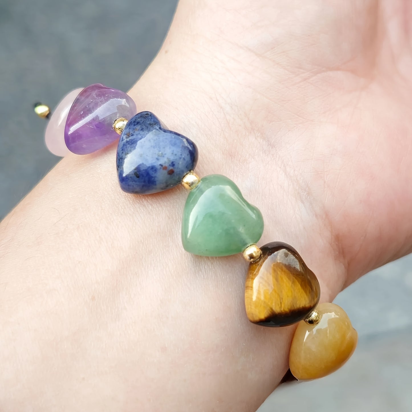 7 Chakra Heart Crystal Bracelet
