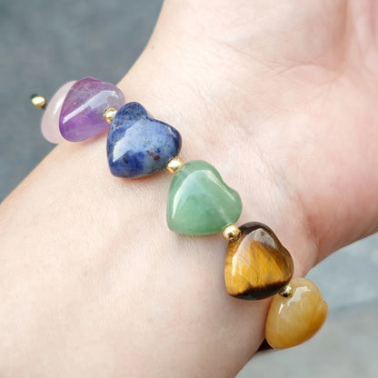 7 Chakra Heart Crystal Bracelet
