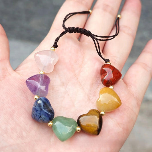 7 Chakra Heart Crystal Bracelet