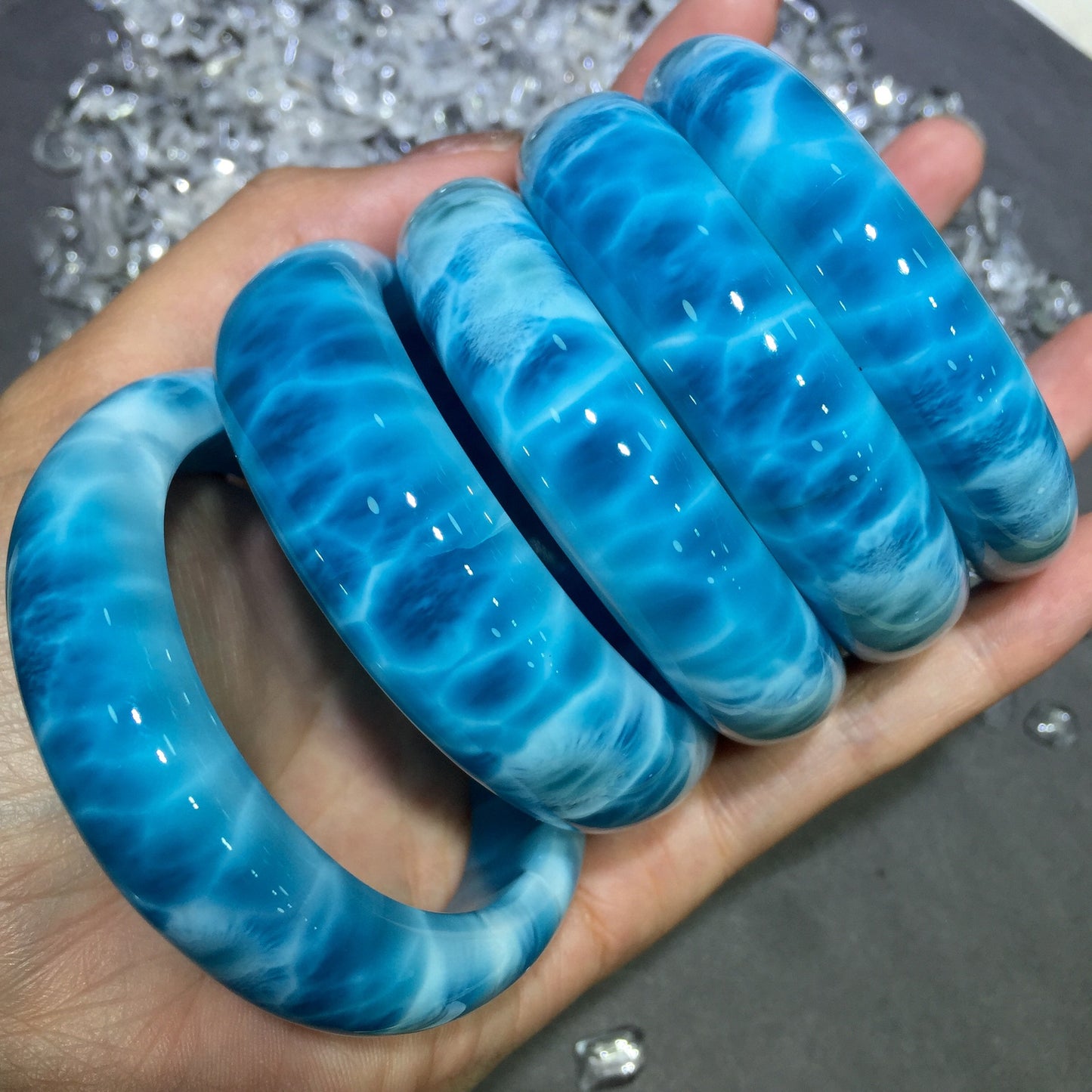 Larimar Love Healing Bracelet · Natural Sea Blue Stone for Emotional Calm & Heart Chakra Healing