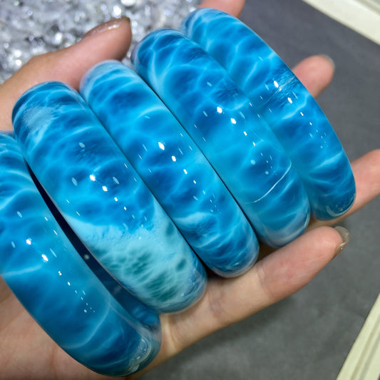 Larimar Love Healing Bracelet · Natural Sea Blue Stone for Emotional Calm & Heart Chakra Healing