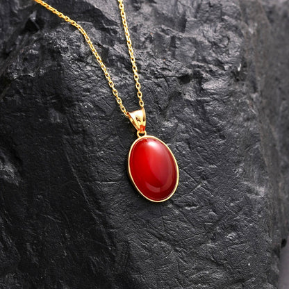 Natural Carnelian Gemstone Necklace in Gold – Energy Healing Crystal Jewelry