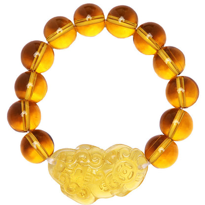 10mm Brazilian Citrine Pixiu Bracelet — Wealth Attraction & Prosperity Manifestation