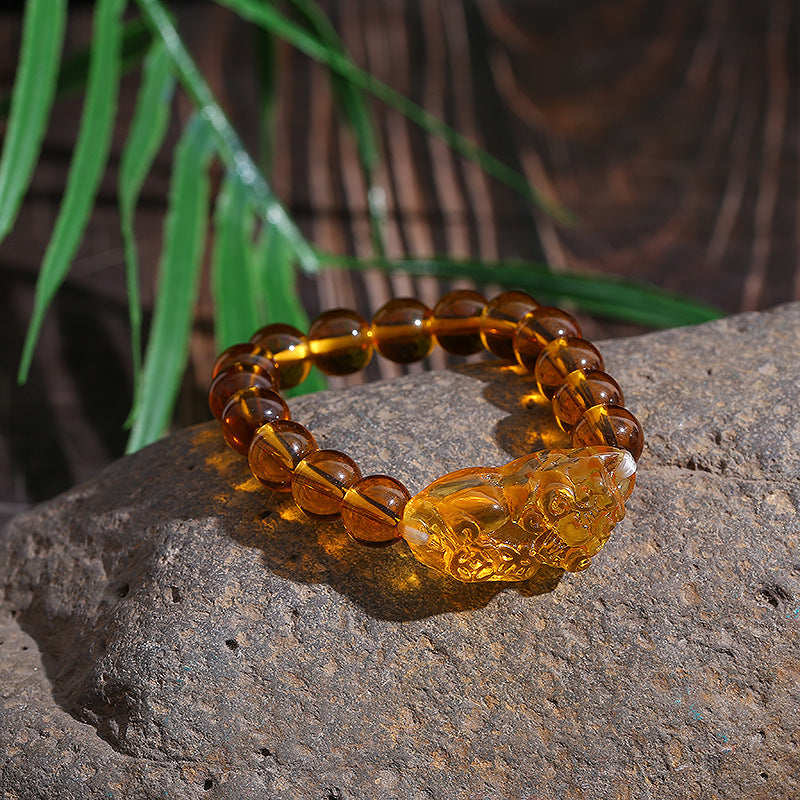 10mm Brazilian Citrine Pixiu Bracelet — Wealth Attraction & Prosperity Manifestation
