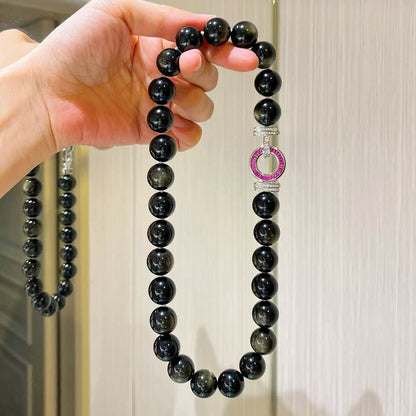 Natural Golden Obsidian Necklace – Heart Protection & Love Healing Crystal Jewelry