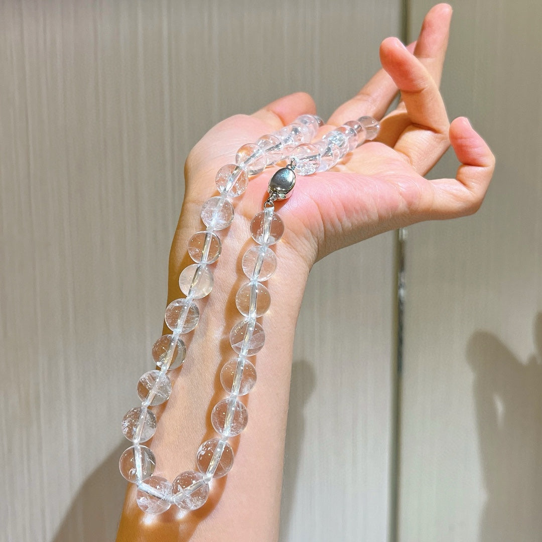 Natural Clear Quartz & White Agate Necklace – Love Healing Crystal Jewelry for Emotional Clarity