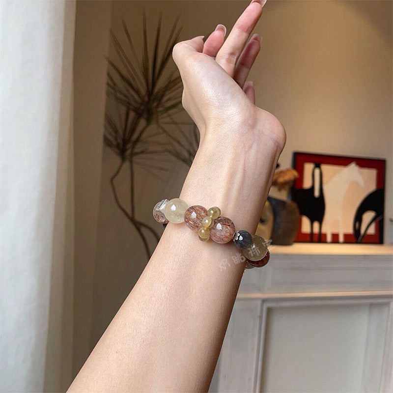 Amethyst Phantom, Moonstone & Titanium Quartz Bracelet – Love Healing Crystal for Emotional Balance