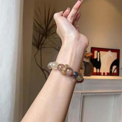 Amethyst Phantom, Moonstone & Titanium Quartz Bracelet – Love Healing Crystal for Emotional Balance