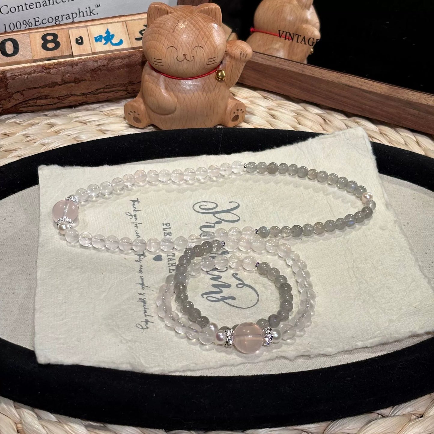 Mozambique Rose Quartz Double Bracelet – Love Healing Crystal for Self-Love & Heart Chakra Balance