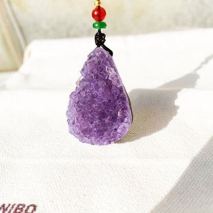 Raw Amethyst Cluster Pendant Necklace – Natural Crystal for Love Healing & Emotional Calmness