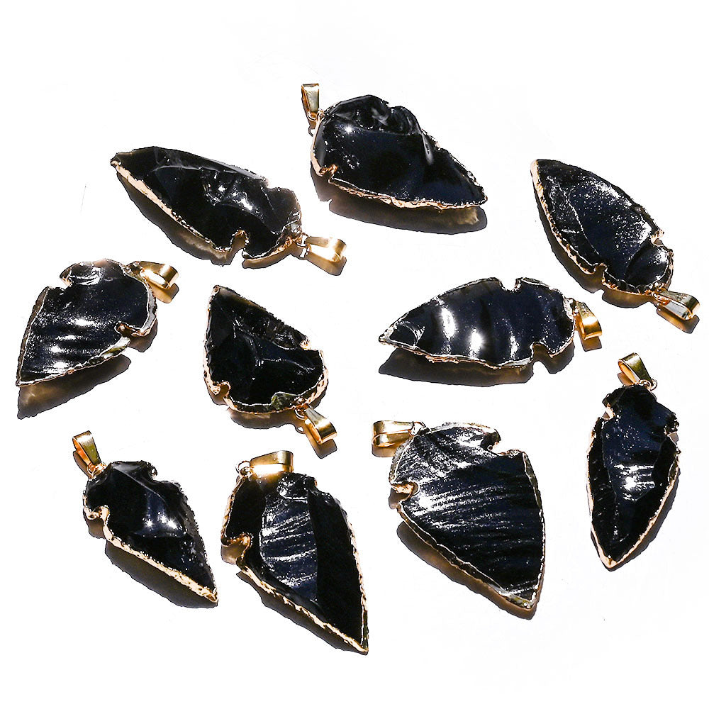 Natural Obsidian Arrowhead Pendant | Raw Crystal Shield Necklace for Love Protection & Emotional Healing