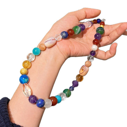 Natural Amethyst, Clear Quartz, Lapis Lazuli & Tiger Eye Necklace – Love Healing & Emotional Balance Crystal Jewelry