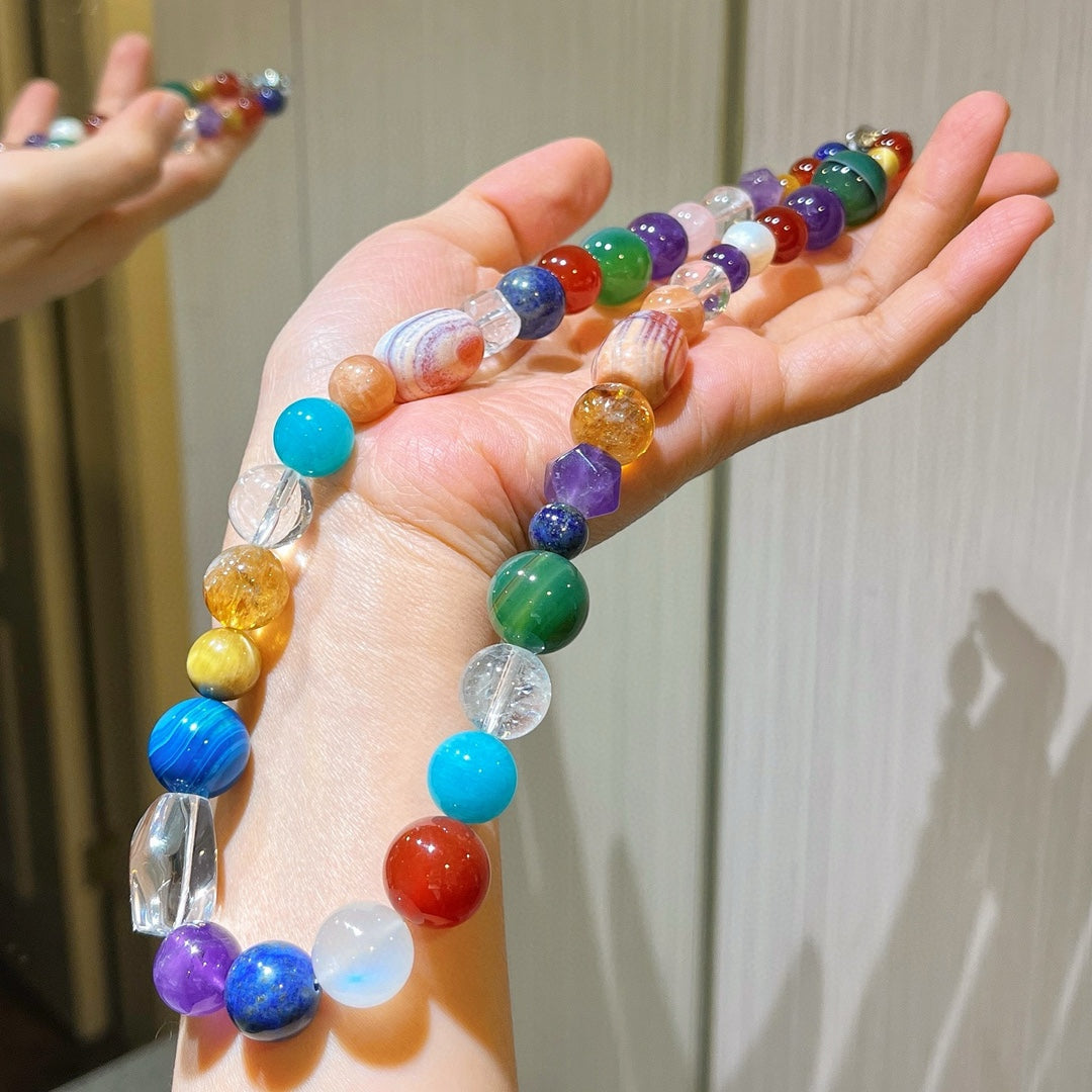 Natural Amethyst, Clear Quartz, Lapis Lazuli & Tiger Eye Necklace – Love Healing & Emotional Balance Crystal Jewelry