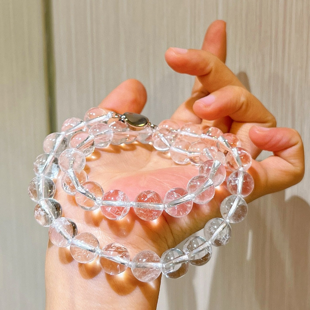 Natural Clear Quartz & White Agate Necklace – Love Healing Crystal Jewelry for Emotional Clarity