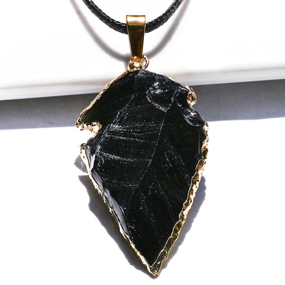 Natural Obsidian Arrowhead Pendant | Raw Crystal Shield Necklace for Love Protection & Emotional Healing