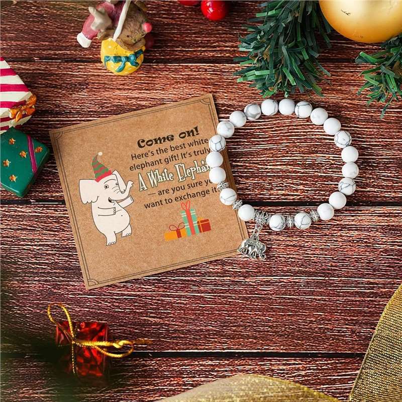 Natural White Turquoise Elephant Bracelet – Love Protection & Emotional Healing Jewelry