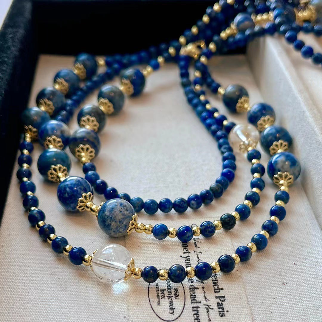 Lapis Lazuli & Clear Quartz Necklace – Love Healing and Emotional Clarity Crystal Jewelry